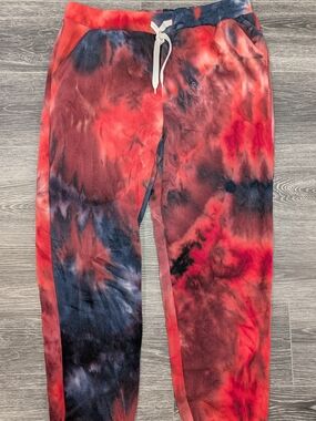 Womens' Tie-Dye Red & Black Jogger Pants
